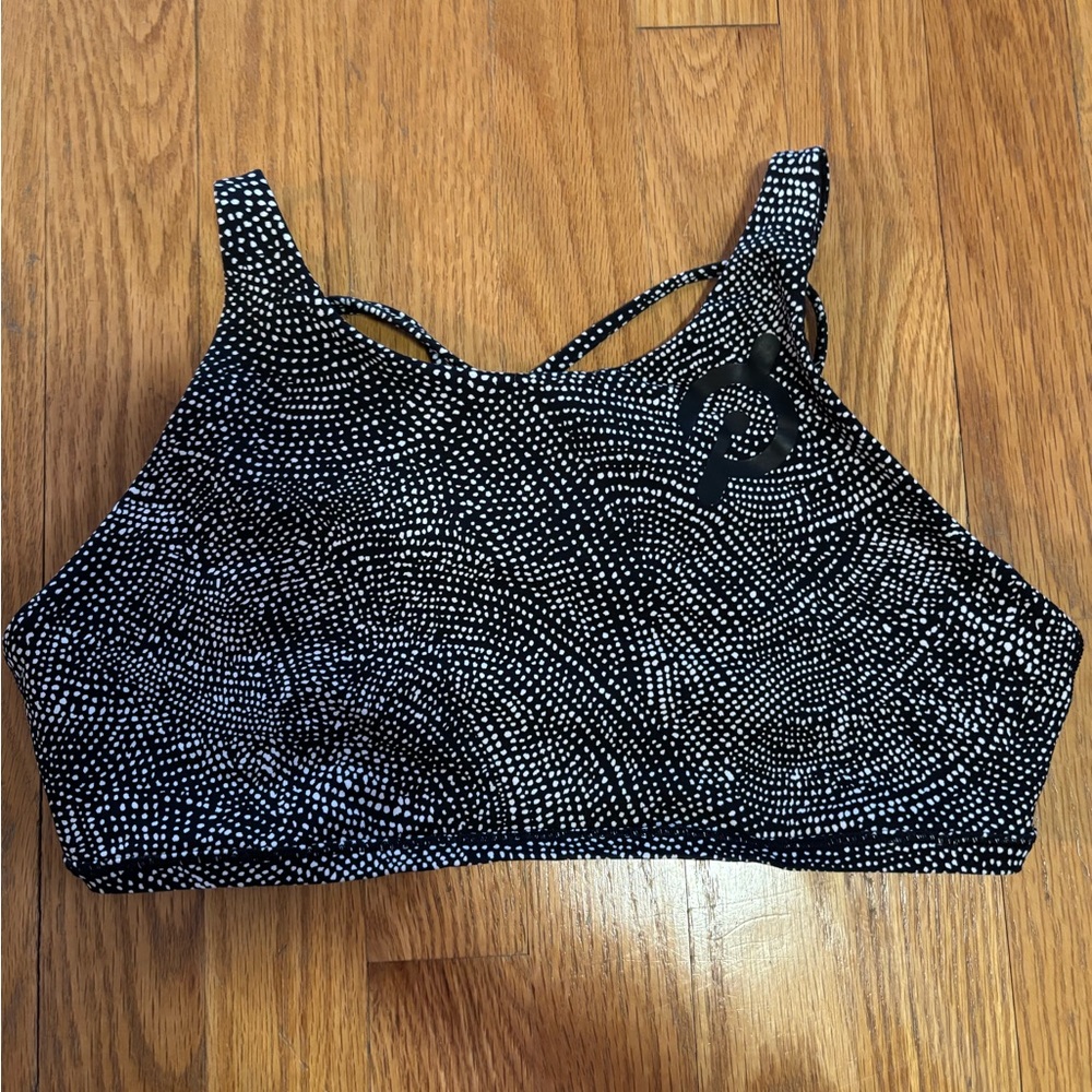 Peloton x Lululemon Athletica Black and White Patterned Sports Bra